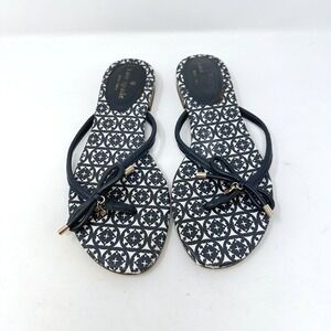 Kate Spade Mystic Bow Leather Thong Sandals Navy 7.5